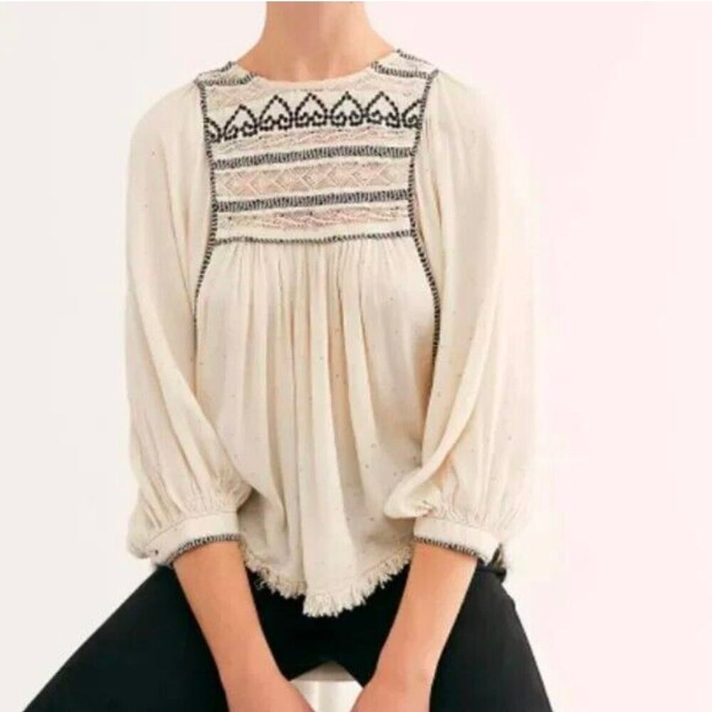 Free People boho cypeus avenue embroidered top M